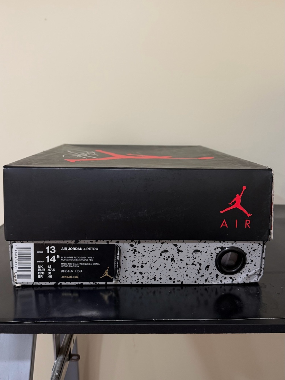 Jordan Air Jordan 4 Retro Black and Red Shoe Box